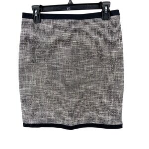 HALLHUBER Skirt Womens Sz 36 US Sz 6‎ Pencil Tweed Mini Black White Business